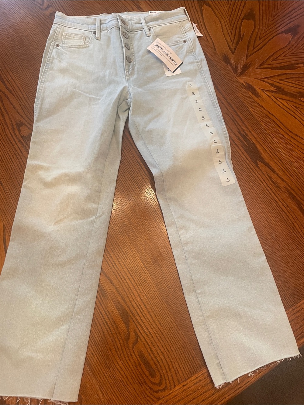 Old Navy Light Blue Flare Jeans with Button Fly